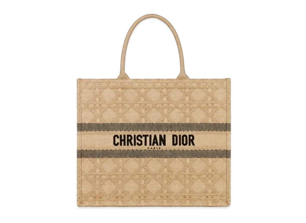 Dior Large Dior Book Tote Cannage Raffia "Natural"