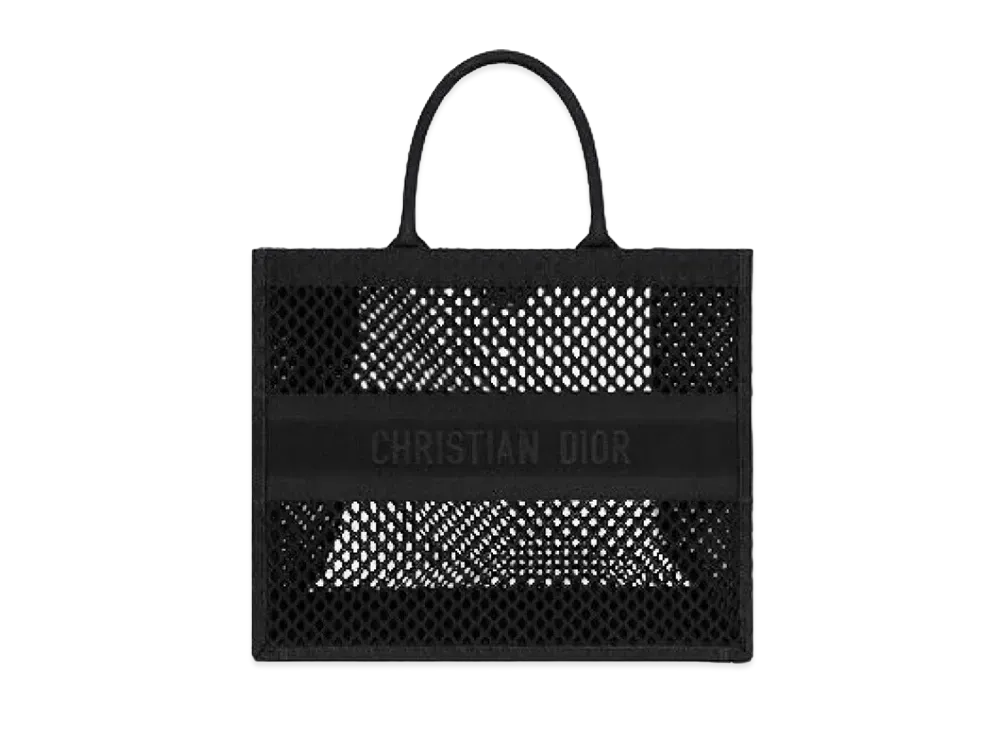 Dior Book Tote Mesh Embroidery "Black"
