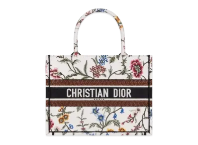 Dior Medium Book Tote Bag Dior Petites Fleurs Embroidery "Multicolor"