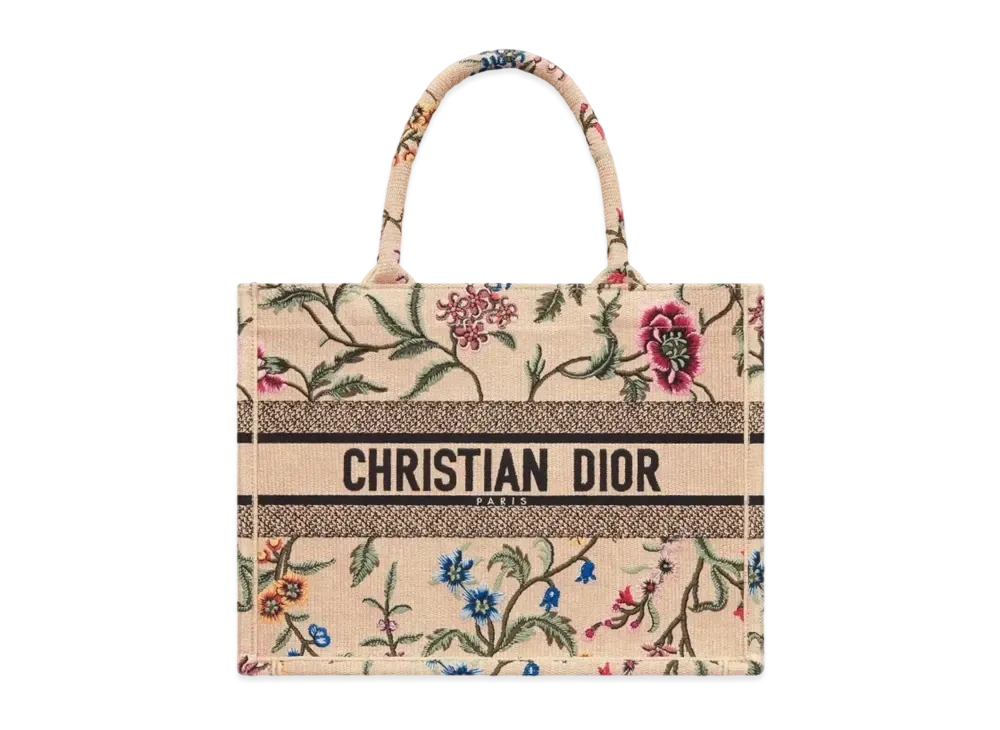 Dior Medium Dior Book Tote Raffia Embroidered Dior Petites Fleurs "Multicolor""