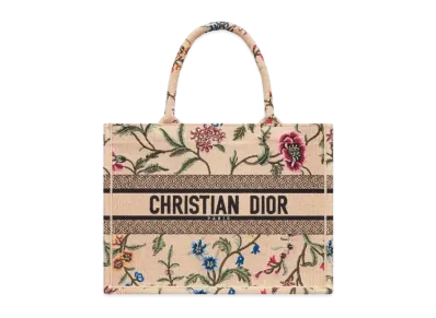 Dior Medium Dior Book Tote Raffia Embroidered Dior Petites Fleurs "Multicolor""