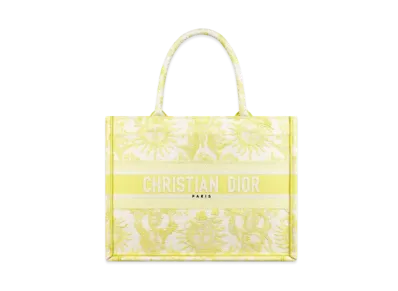 Dior Medium Dioriviera Dior Book Tote Toile de Jouy Soleil Embroidery "Lemon Yellow"
