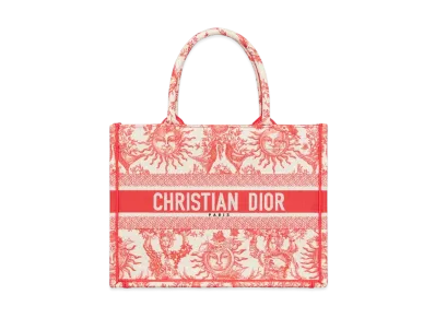 Dior Dioriviera Medium Book Tote Toile de Jouy Embroidery "Coral"