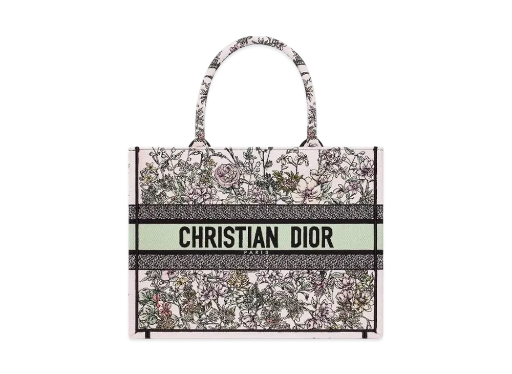 Dior Medium Dior Book Tote Multicolor D-Floral Embroidery "Pink"