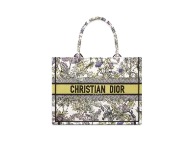 Dior Medium Dior Book Tote Embroidery with Dior Chardons Motif (36 x 27.5 x 16.5cm) "Latte/Yellow/Multicolor"