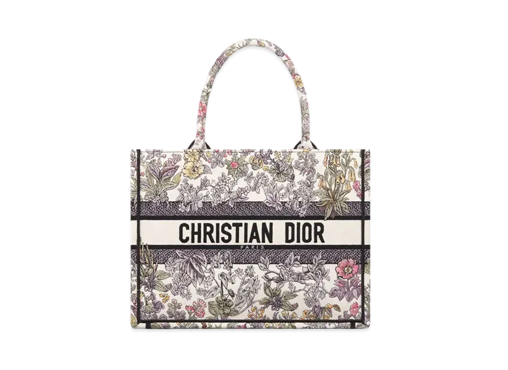 Dior Medium Dior Book Tote Embroidery with Millefiori Unicorn Motif (36 x 27.5 x 16.5cm) "Latte/Multi Color"