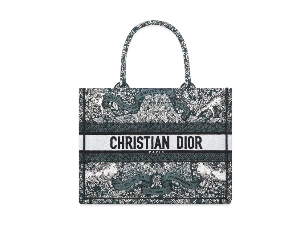 Dior Medium Dior Book Tote Embroidery with Dior Around the World Motif (36 x 27.5 x 16.5cm) "Blue"