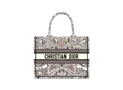Dior Medium Dior Book Tote Embroidery with Dior Around the World Motif (36 x 27.5 x 16.5cm) "Latte/Multi Color"