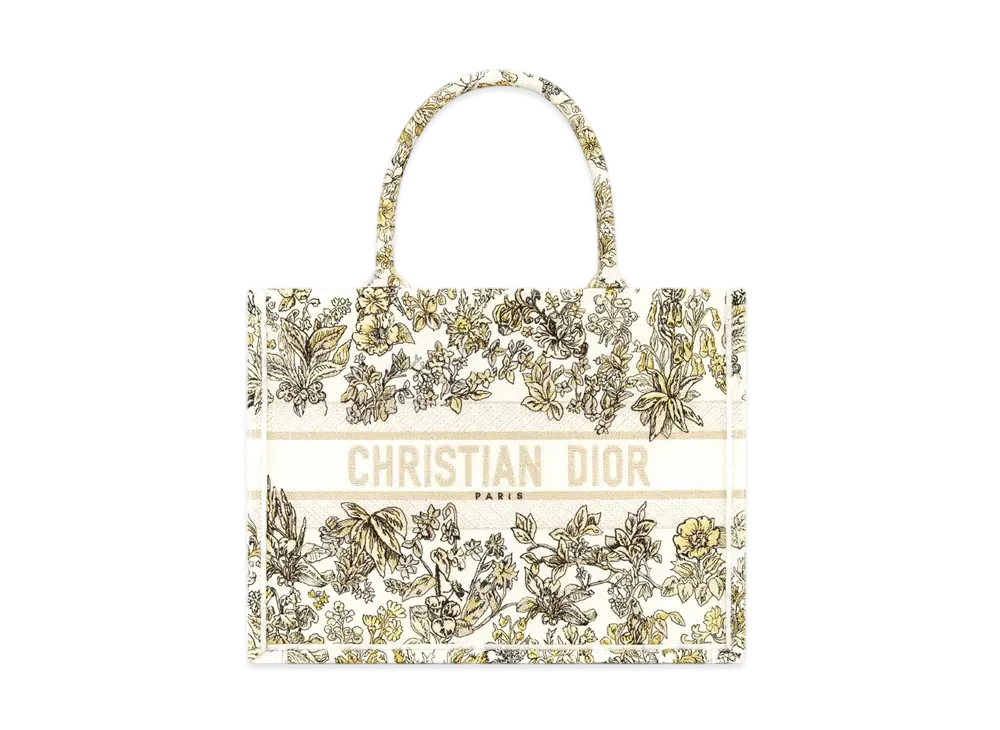 Dior Medium Dior Book Tote Millefiori Unicorn Embroidery (36 x 27.5 x 16.5 cm) "Latte/Gold"