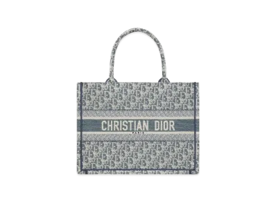 Dior Medium Dior Book Tote Dior Oblique Chambray-Effect Embroidery "Blue"
