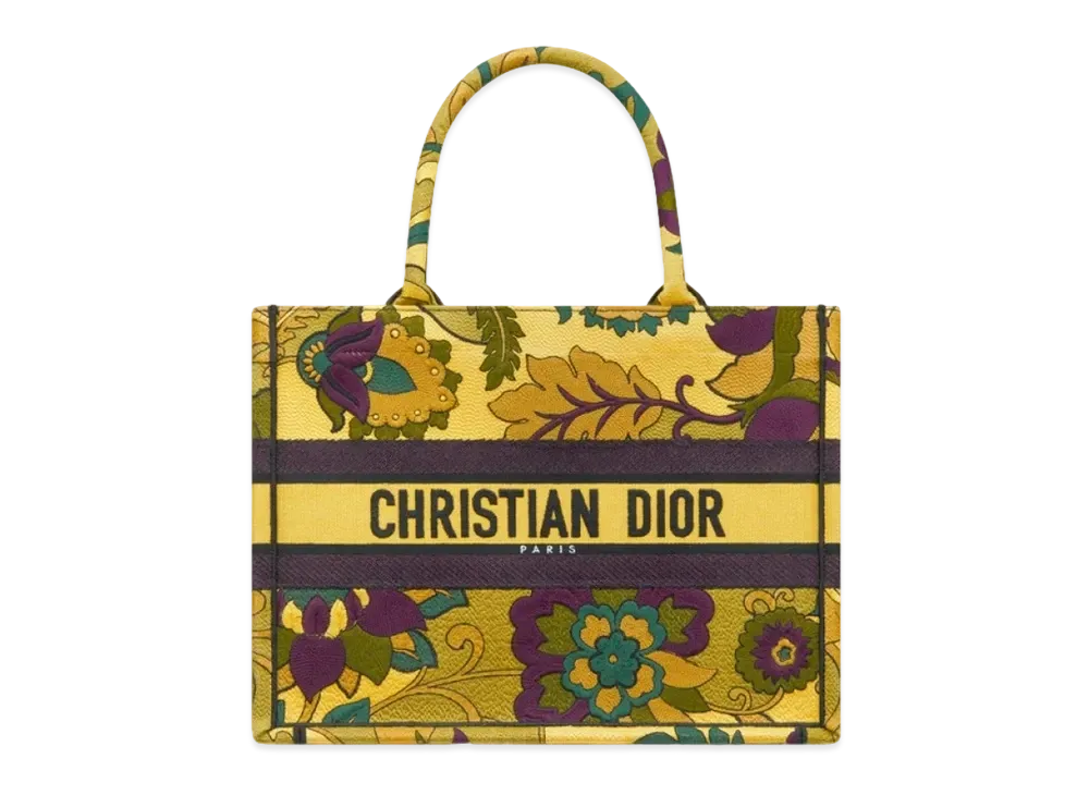 Dior Medium Dior Book Tote Jardin Indien Embroidery "Yellow"