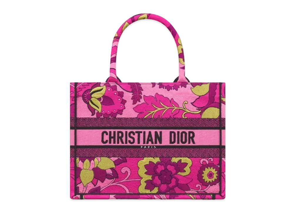Dior Medium Dior Book Tote Jardin Indien Embroidery "Fuchsia"