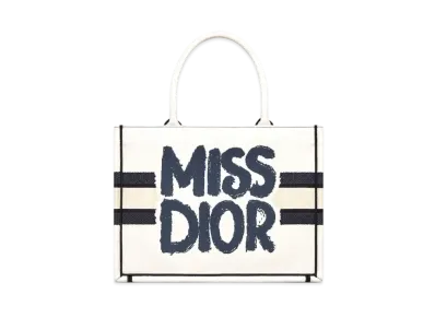 Dior Medium Dior Book Tote Miss Dior Graffiti Embroidery (36 x 27.5 x 16.5 cm) "White/Blue"