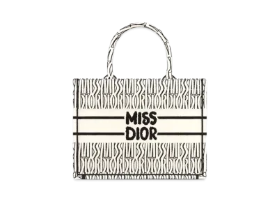 Dior Medium Dior Book Tote Miss Dior Allover Embroidery (36 x 27.5 x 16.5 cm) "White/Black"