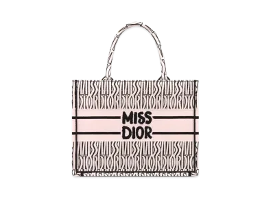 Dior Medium Dior Book Tote Miss Dior Allover Embroidery (36 x 27.5 x 16.5 cm) "Pail Pink/White"