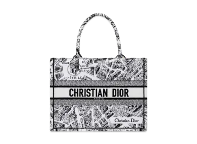 Dior Medium Dior Book Tote Plan de Paris Embroidery "White/Black"