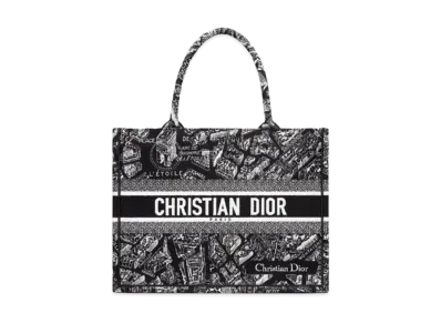 Dior Medium Dior Book Tote Plan de Paris Embroidery "Black/White"