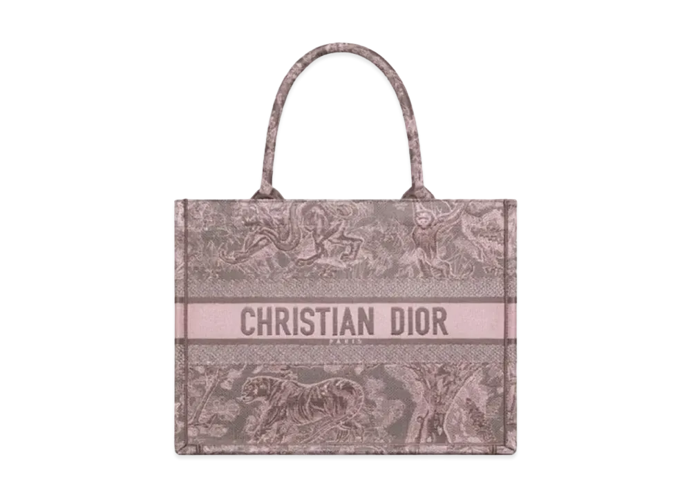 Dior Medium Dior Book Tote Toile de Jouy Reverse Embroidery "Gray/Pink"