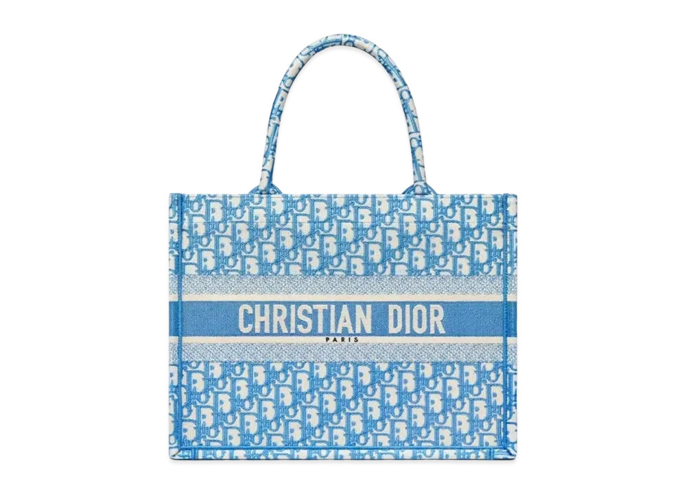 Dior Medium Book Tote Dior Oblique Embroidery "Cornflower Blue"