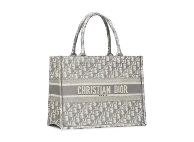 Dior Book Tote Medium Bag Dior Oblique Embroidery "Gray"