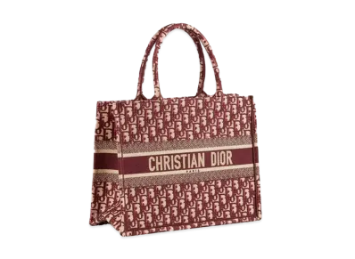 Dior Book Tote Medium Bag Dior Oblique Embroidery "Red"