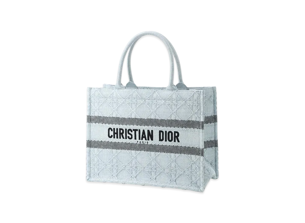 Dior Medium Dior Book Tote Cannage Raffia "Blue"