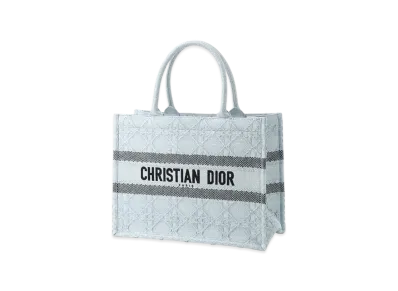 Dior Medium Dior Book Tote Cannage Raffia "Blue"