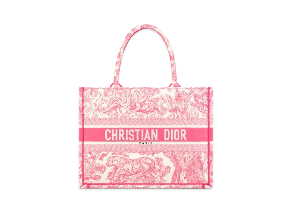 Dior Medium Dioriviera Dior Book Tote Toile de Jouy Embroidery "Candy Pink"