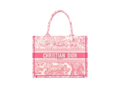 Dior Medium Dioriviera Dior Book Tote Toile de Jouy Embroidery "Candy Pink"