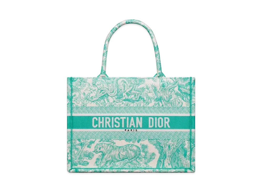 Dior Dioriviera Medium Book Tote Toile de Jouy Embroidery "Aquamarina"