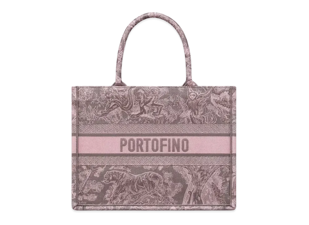 Dior Medium Dior Book Tote Toile De Jouy Reverse Portofino Embroidery "Gray/Pink"