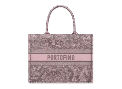 Dior Medium Dior Book Tote Toile De Jouy Reverse Portofino Embroidery "Gray/Pink"