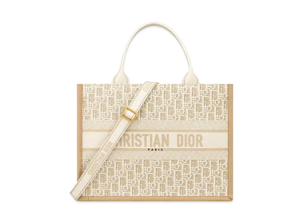 Dior Medium Dior Book Tote Dior Oblique Embroidery and Calfskin (36.5 x 28 x 16.5 cm) "Natural"