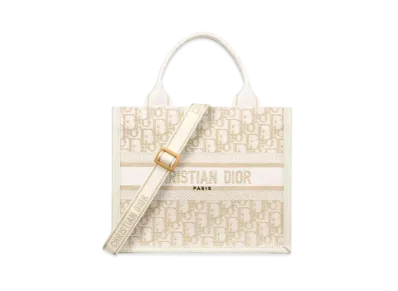 Dior Small Dior Book Tote Dior Oblique Embroidery with Metallic Thread and Calfskin (26.5 x 22 x 14 cm) ""
