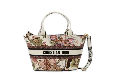 Dior Panier Chapeau Bag Albero Della Vita Embroidery "White/Multicolor"
