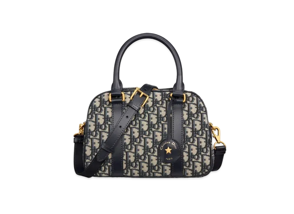 Dior Medium D-Vibe Bowling Bag Dior Oblique Jacquard "Blue"