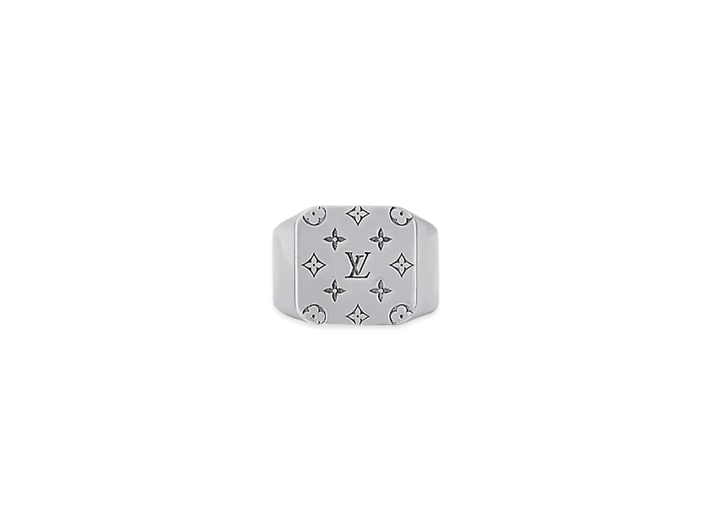 Louis Vuitton LV Mosaic Signet Ring "Grey"