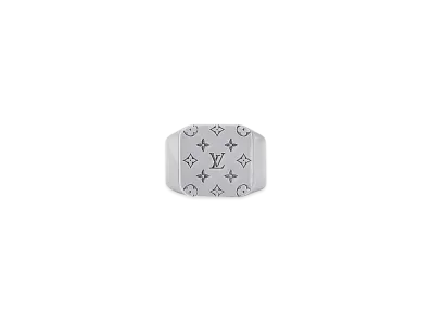 Louis Vuitton LV Mosaic Signet Ring "Grey"