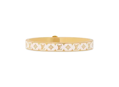 Louis Vuitton Nanogram Enamel Bracelet Monogram Flower "Creme"