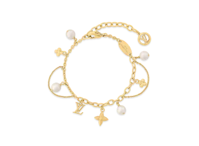 Louis Vuitton Blooming Pearls Bracelet Monogram Flower LV Initial "Dore"