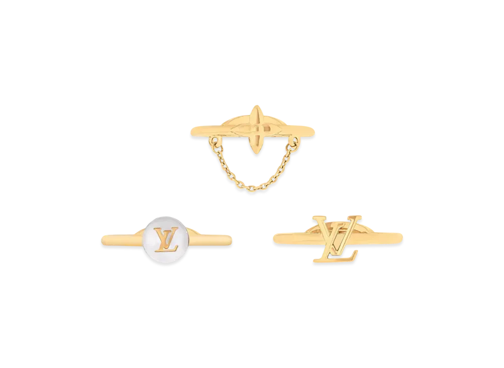 Louis Vuitton Blooming Pearls Ring Set Monogram Flower LV Initial "Dore"