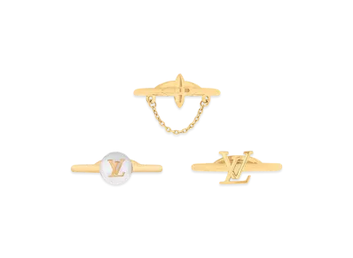 Louis Vuitton Blooming Pearls Ring Set Monogram Flower LV Initial "Dore"