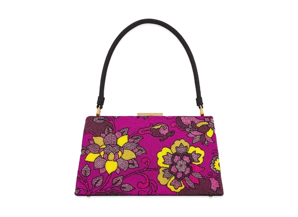 Dior Top Handle Bag Satin Jardin Indien Motif "Fuchsia/Multicolor"