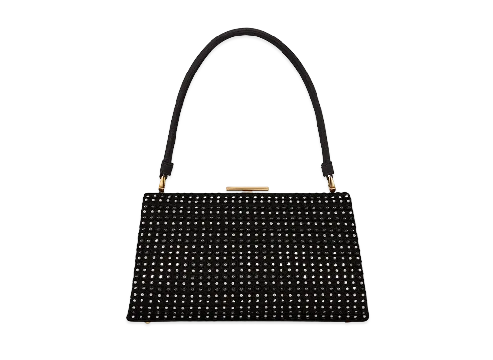 Dior Top Handle Bag Satin Mirrors Beads Strass "Black"