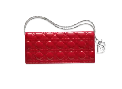 Dior Rouge Rule'S Patent Leather Lambskin Evening Bag "Red"