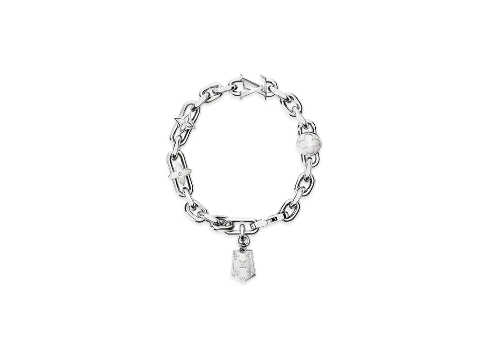 Louis Vuitton Bracelet LV Monogram Lovers Chain "Silver"