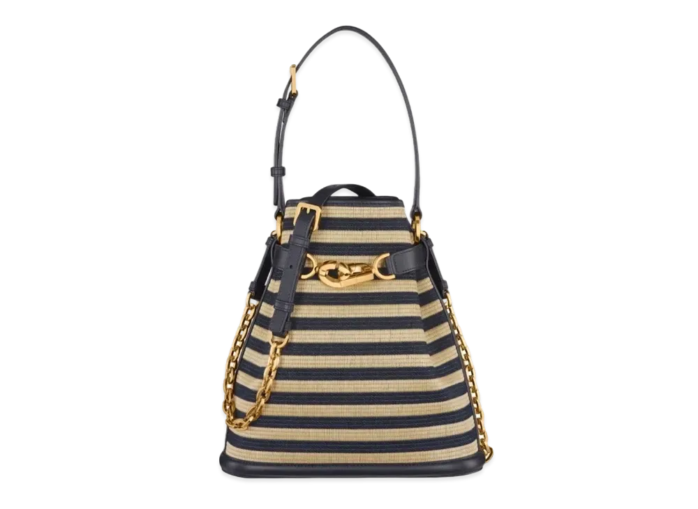 Dior Medium Cest Dior Bag Mariniere Raffia "Natural/Denim Blue"