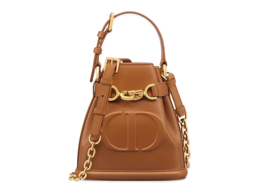 Dior Small Cest Dior Bag CD Embossed Calfskin Golden Saddle "Brown"