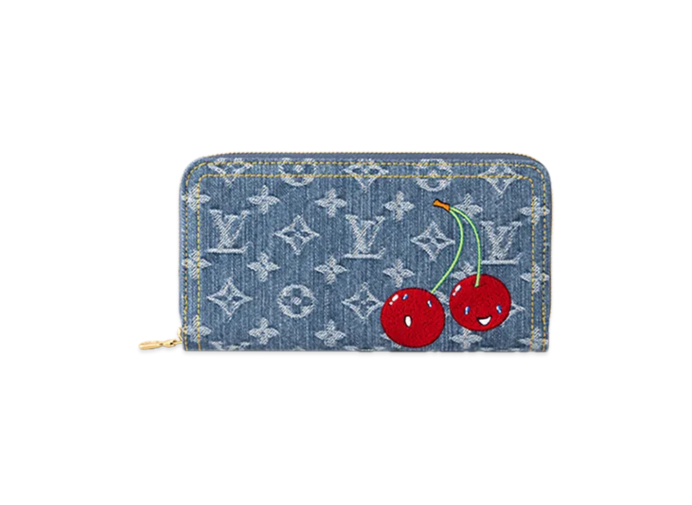 Louis Vuitton x Takashi Murakami Zippy Wallet "Cherry Denim Blue"