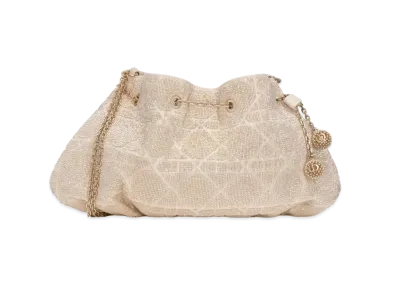Dior Dream Bucket Bag Cannage Cotton Bead Embroidery "Dusty Ivory"